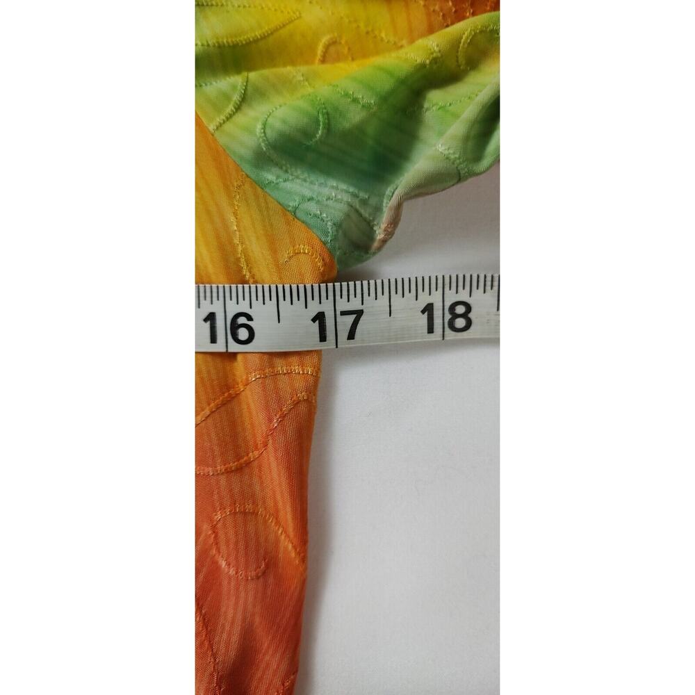 Cocomo Womens Tie Dye Embroidered Tunic Top Orange Green 3/4 Sleeve Sharkbite L - Picture 6 of 8